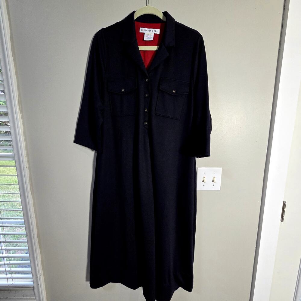 Gretchen‎ Scott Ponte Ali Dress Uptown Girl Navy Pockets sz l/xl